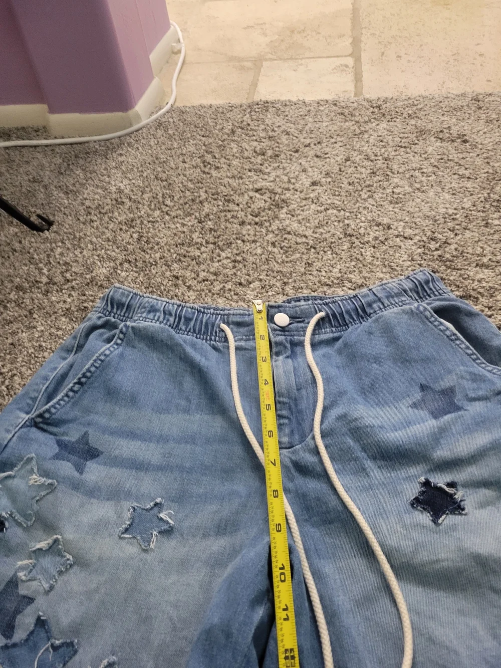 Pilcro S Light Blue Star Appliqué Denim Shorts - Picture 6 of 12